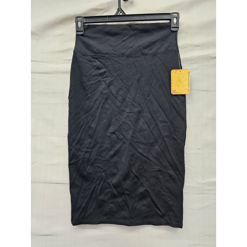 Hybrid & Company Womens Pencil Skirt Black Stretch Blend Casual Size Small